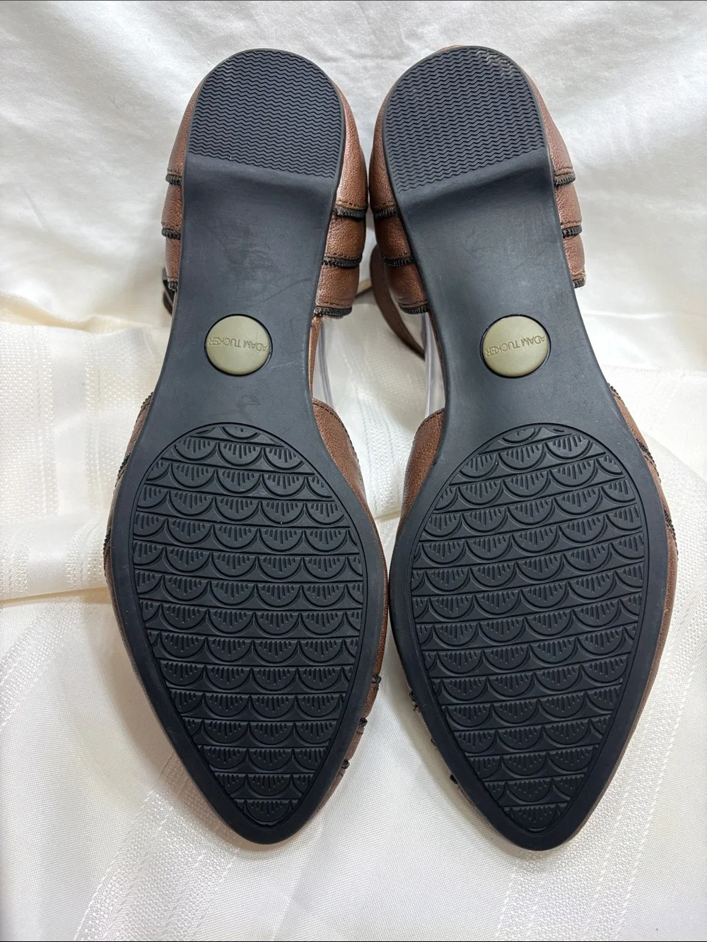 Adam Tucker -Becca Brown Pointed Ankle-Strap Flats - Picture 9 of 11